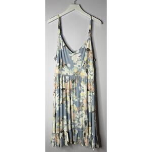 Torrid Super Soft Knit Floral Skater Tank Dress Sz 2 2x Blue Floral Feminine